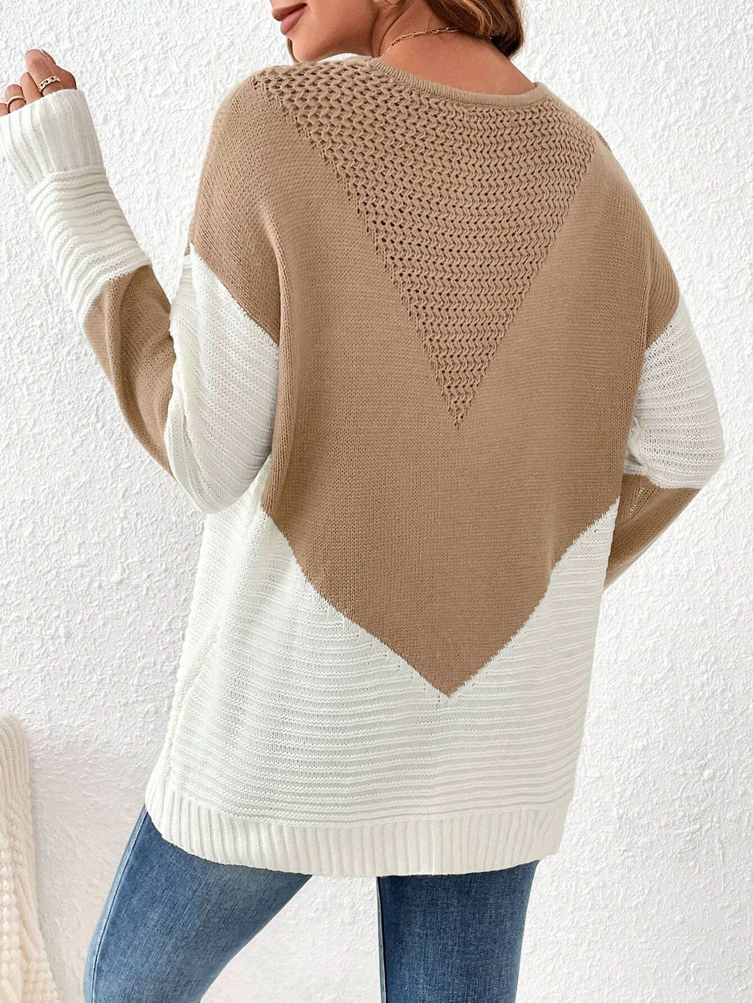 Mabel - Oversized Contrast Knitted Sweater
