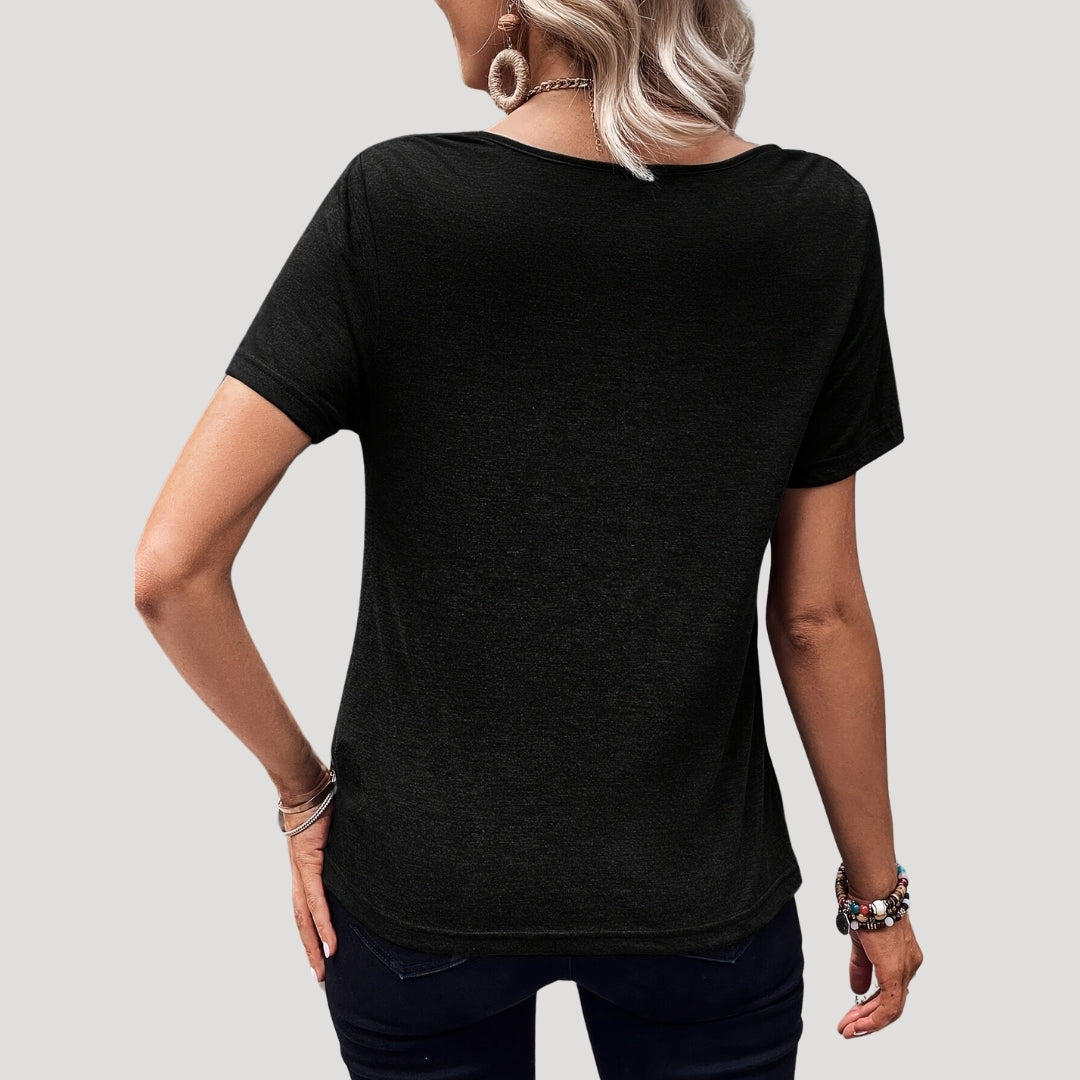Noelle - Draped cowl neck short sleeve top