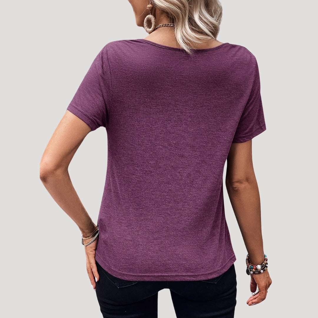 Noelle - Draped cowl neck short sleeve top