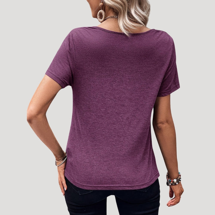 Noelle - Draped cowl neck short sleeve top