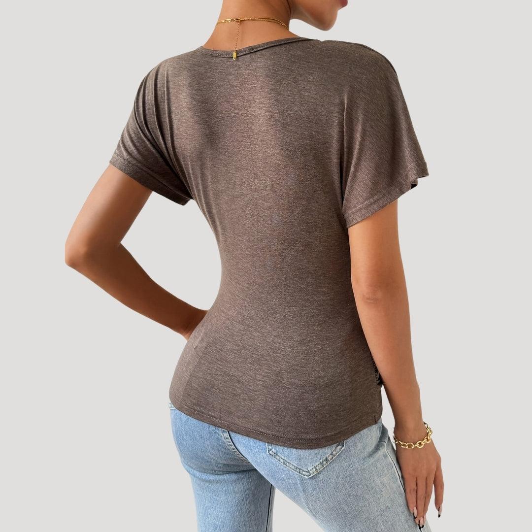Sibylla - Ruched wrap v-neck fitted top