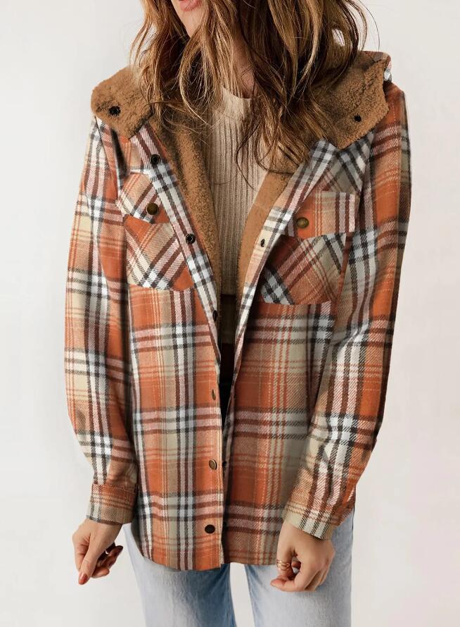 Hilary - Checkered Jacket with Sherpa Lining