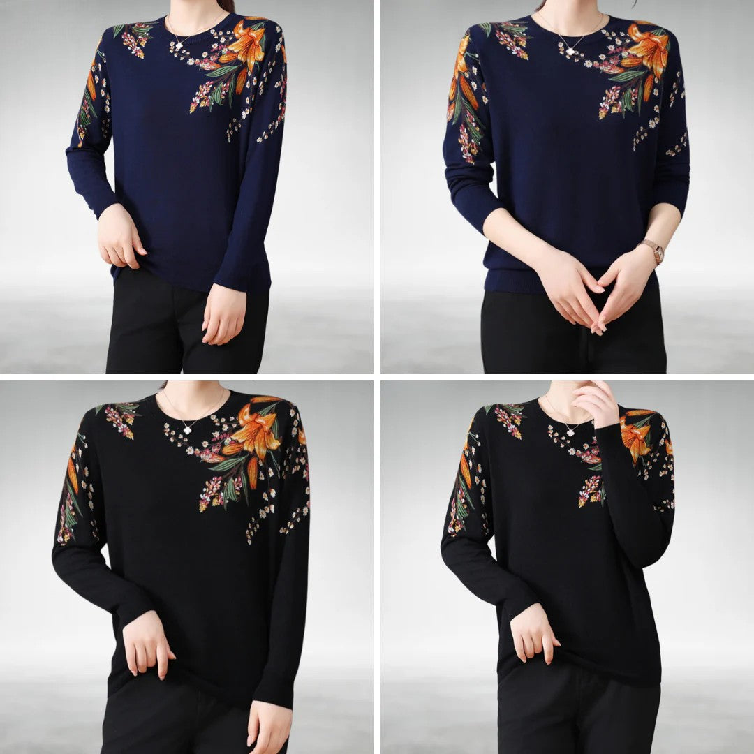 Alannah - Elegant Floral Knit Jumper