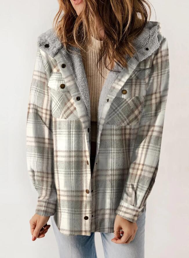 Hilary - Checkered Jacket with Sherpa Lining